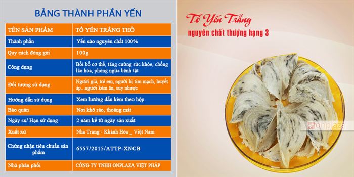 Tổ yến thô trắng cao cấp thượng hạng 3 100g Y067 1